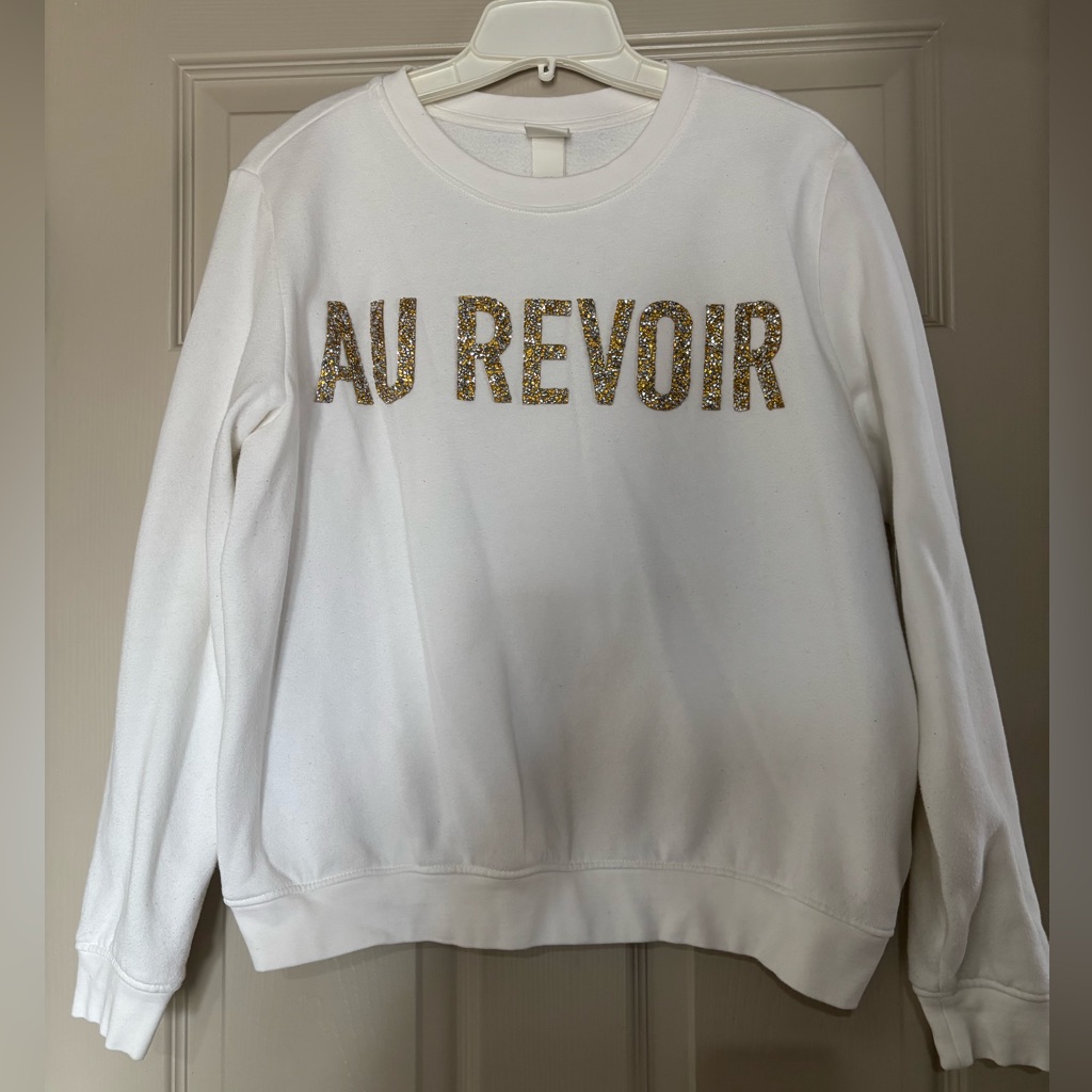 White Sweater With Gold Lettering